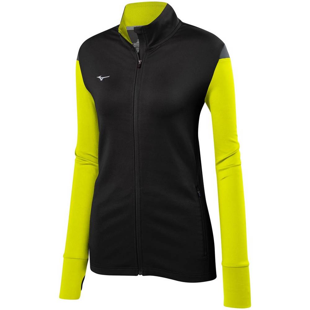 Womens Mizuno Horizon Full Zip Volleyball Jacket Black/Lemon Philippines (ANVIKP256)